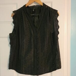 White House Black Market Medium black eyelet Sleeveless blouse